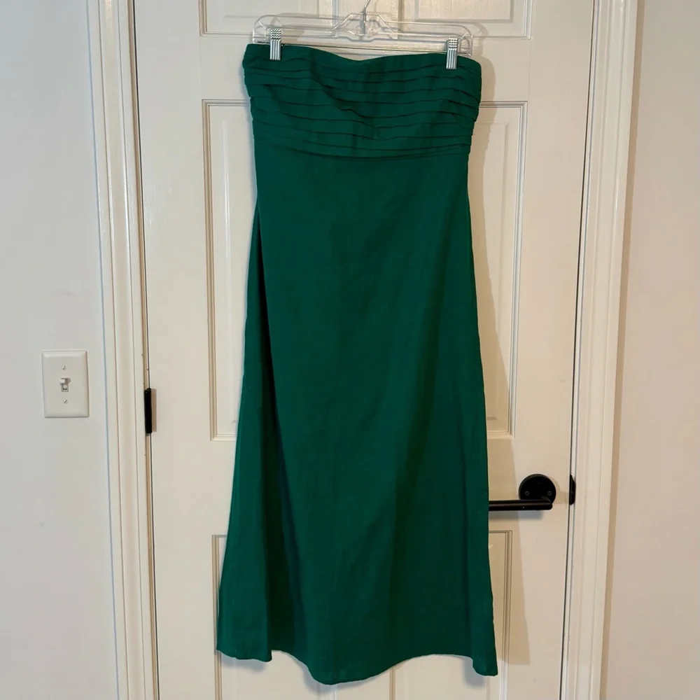 Abercrombie & Fitch | Emerald Emerson Strapless Linen Maxi Dress,Size MP- NWOT